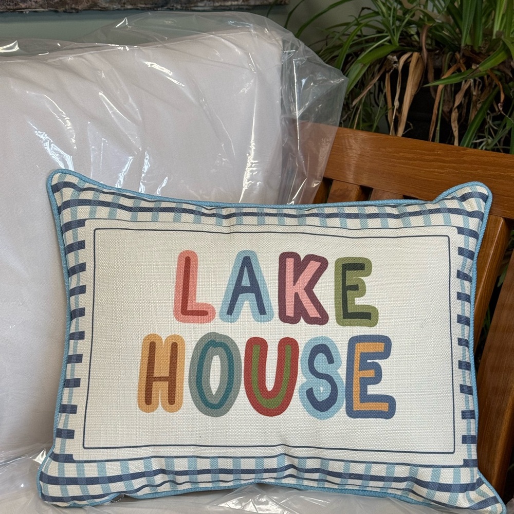The Little Birdie Company “lake house” pillow 
Made in Mississippi. 19 x14.  NWT